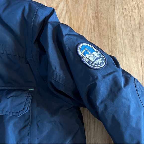 Boys Lands' End kids expedition down winter parka navy blue green L womens small - Picture 4 of 5
